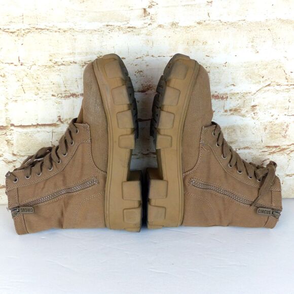 Circus Sam Edelman Boots Womens 8 Brown Dane Canvas Chunky Lug-Sole Combat - Picture 11 of 15